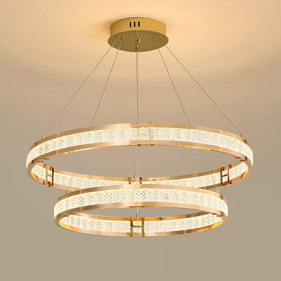 Contemporary Luxury Aluminum Crystal Circle Ring LED Chandelier For Dining Room