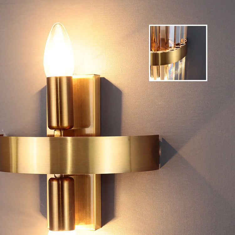 Contemporary Luxury Crystal Strip Stainless Steel 1-Light Wall Sconce Lamp For Bedroom