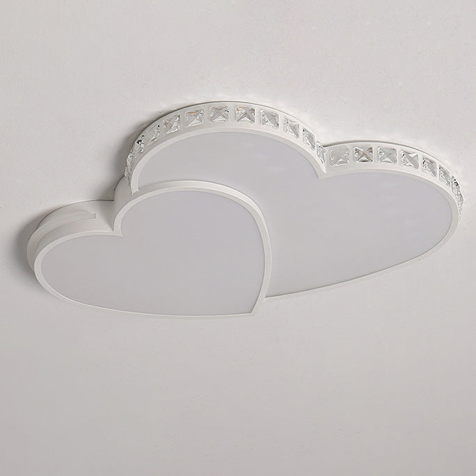 Modern Minimalist Heart Iron Crystal Acrylic LED Flush Mount Ceiling Light For Bedroom