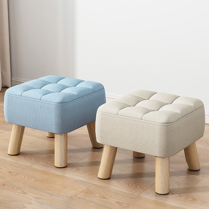 Modern Minimalist Square Fabric Solid Wood Low Stool For Living Room