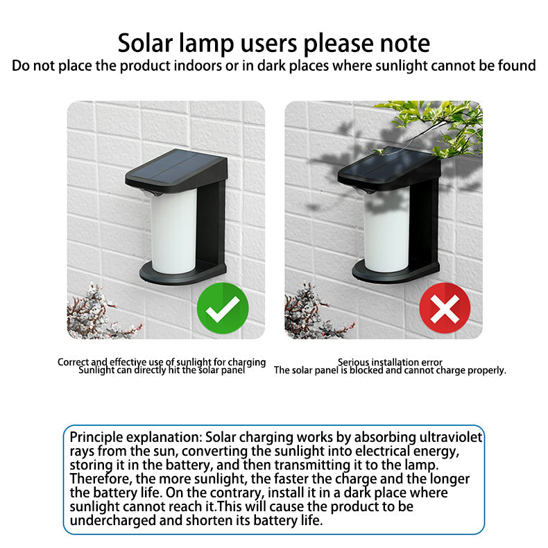 Modern Minimalist Waterproof Solar Cylinder PC ABS LED Outdoor Wall Sconce Lamp For Garden