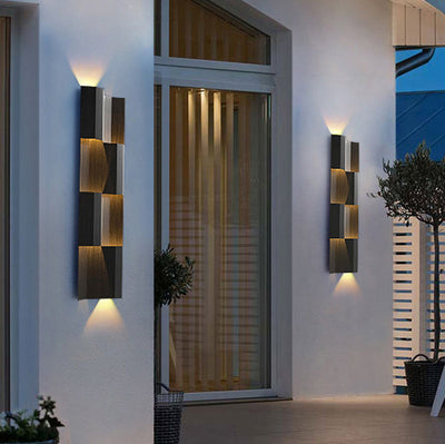 Contemporary Retro Waterproof Aluminum Rectangular LED Wall Sconce Lamp For Outdoor Patio