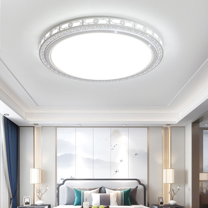 Modern Minimalist Round Acrylic Iron LED Flush Mount Ceiling Light For Bedroom