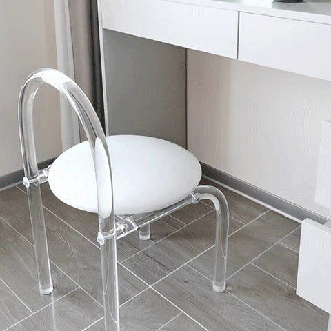 Modern Minimalist Round Fabric Acrylic Vanity Stool Backrest For Bedroom