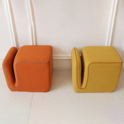 Modern Simplicity Fabric Wood Sponge Cube Vanity Stool Backless For Bedroom