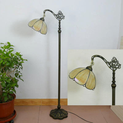 Traditional Tiffany Stained Glass Petal Shade 1-Light Standing Floor Lamp For Home Office