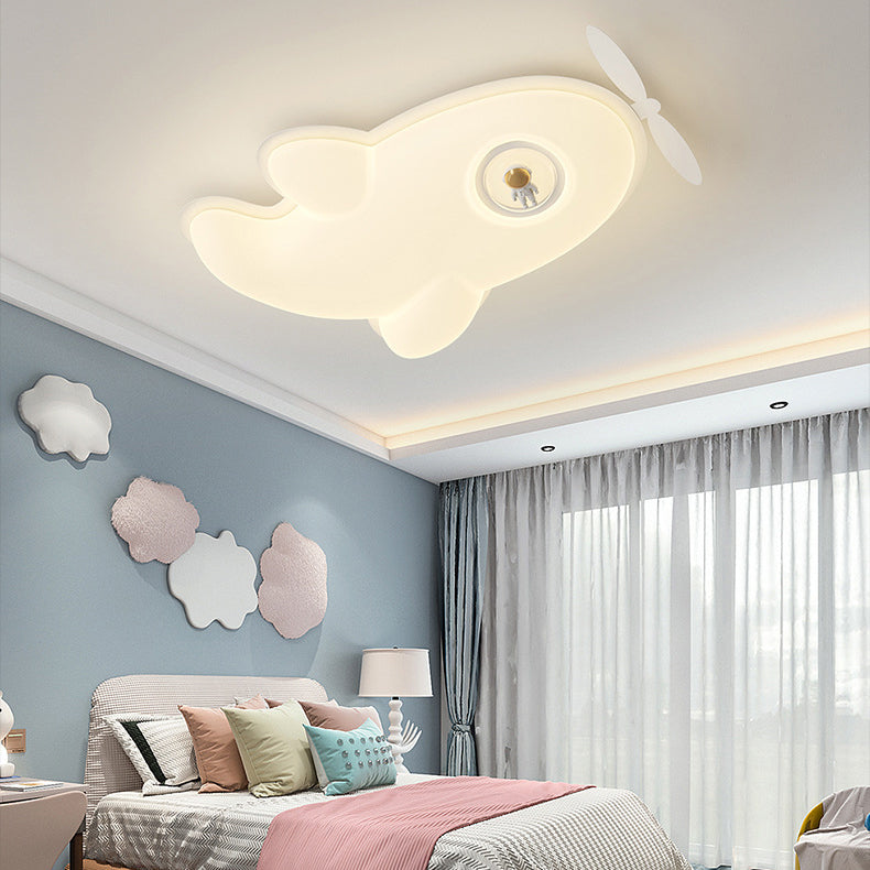 Contemporary Nordic Kids Iron PE Plane LED Flush Mount Ceiling Light For Bedroom