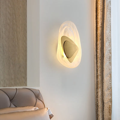 Modern Art Deco Irregular Oval Glass Hardware LED Wall Sconce Lamp For Living Room