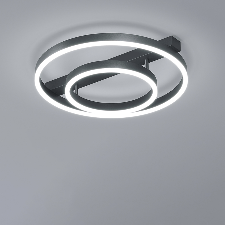 Modern Minimalist Geometric Square Circle Aluminum Line LED Flush Mount Ceiling Light For Living Room