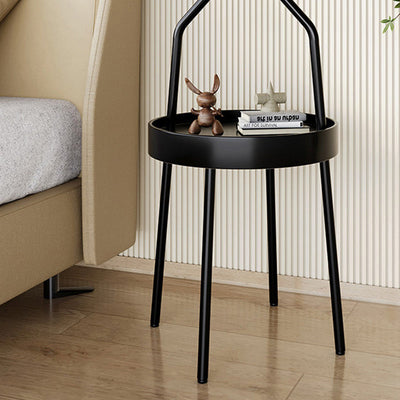 Modern Minimalist Round Iron PC Coffee Table 1-Tier For Living Room