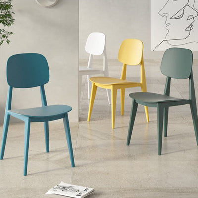 Contemporary Scandinavian Macaron Plastic Square Dining Chair Backrest For Dining Room