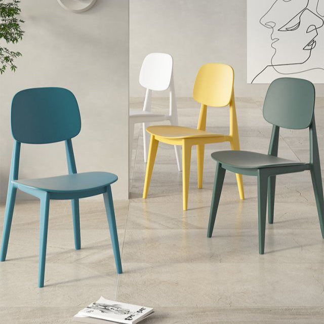 Contemporary Scandinavian Macaron Plastic Square Dining Chair Backrest For Dining Room