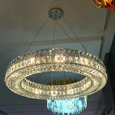 Modern Eclectic Ring Iron Crystal 9/12/16 Light Chandelier For Living Room