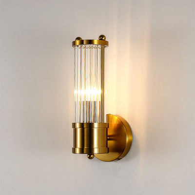 Contemporary Scandinavian Cylinder Multi-Length Disc Base Iron Crystal 1/2 Light Wall Sconce Lamp For Living Room