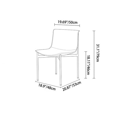 Contemporary Nordic Square Curved Leather Stainless Steel Dining Chair Backrest For Dining Room