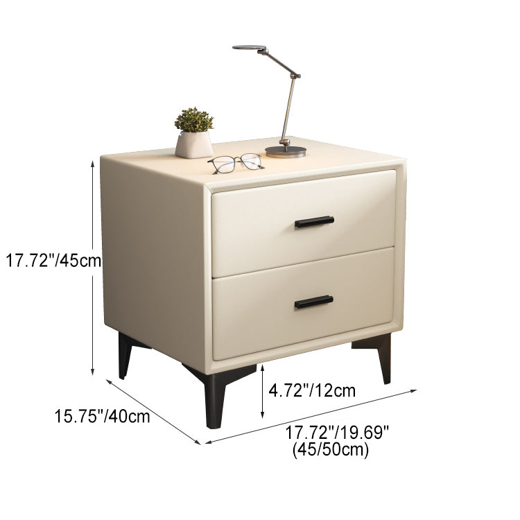 Modern Simplicity Cubic Sintered Stone Top Solid Wood Nightstand 2-Drawer For Bedroom