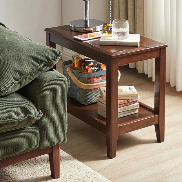 Traditional Chinese Oval Wood Tea Table Two Tier For Living Room