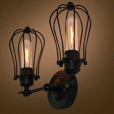 Contemporary Industrial Iron Frame 1/2-Light Wall Sconce Lamp For Living Room