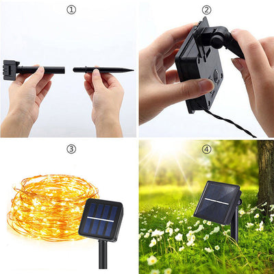 Modern Art Deco Waterproof Solar Honey Bees Decoration Plastic LED Outdoor String Light For Garden