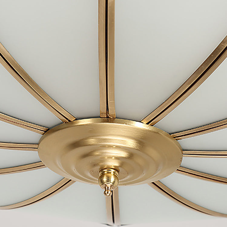 Contemporary Luxury Flower Copper Glass 3/4/6 Light Flush Mount Ceiling Light For Living Room