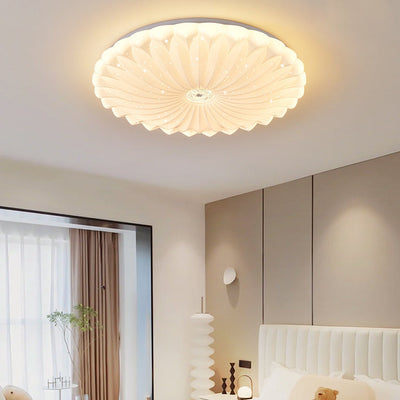 Modern Minimalist Round Sunflower Iron PVC LED Flush Mount Ceiling Light For Living Room