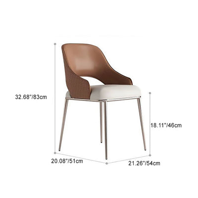 Contemporary Scandinavian Square Leather Metal Dining Chair Backrest Armrest For Dining Room