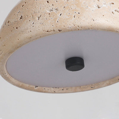 Traditional Japanese Bidirectional Dome Travertine Stone Shade LED Pendant Light For Dining Room