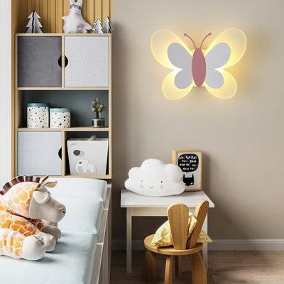 Contemporary Creative Acrylic Butterfly Design Iron LED Wall Sconce Lamp For Bedroom