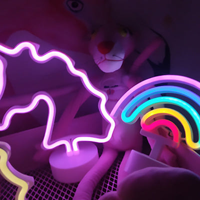 Contemporary Creative Rainbow Unicorn Plastic Acrylic LED Table Lamp For Bedroom