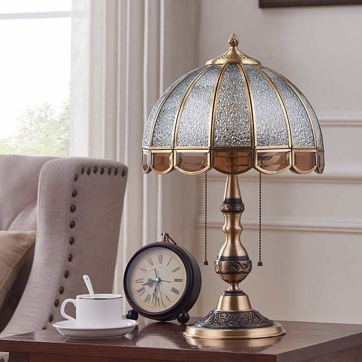 Contemporary Luxury Copper Frosted Glass Dome 2-Light Table Lamp For Living Room