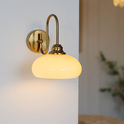 Nordic Minimalist Round Dome Glass 1-Light Wall Sconce Lamp