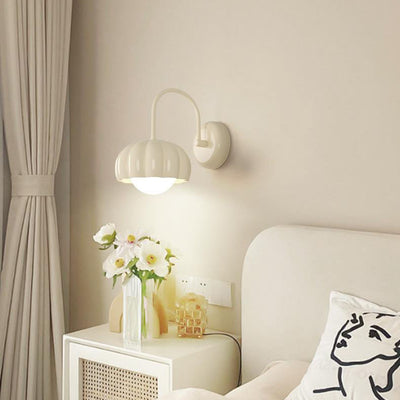 Modern Minimalist Cream Oval Resin PE 1-Light Wall Sconce Lamp For Bedroom