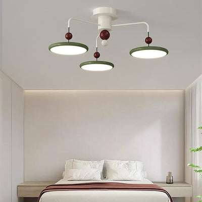 Contemporary Scandinavian Iron Frame Acrylic Flying Saucer LED Semi-Flush Mount Ceiling Light For Living Room