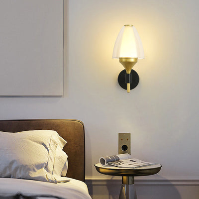 Modern Minimalist Round Trapezoidal Iron Acrylic LED Wall Sconce Lamp For Bedroom