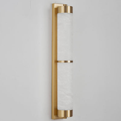 Modern Light Luxury Full Copper Marble Column LED Wall Sconce Lamp