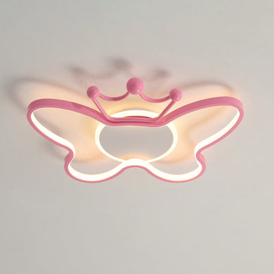 Contemporary Nordic Kids Iron Aluminum Silica Acrylic Butterfly LED Flush Mount Ceiling Light For Bedroom