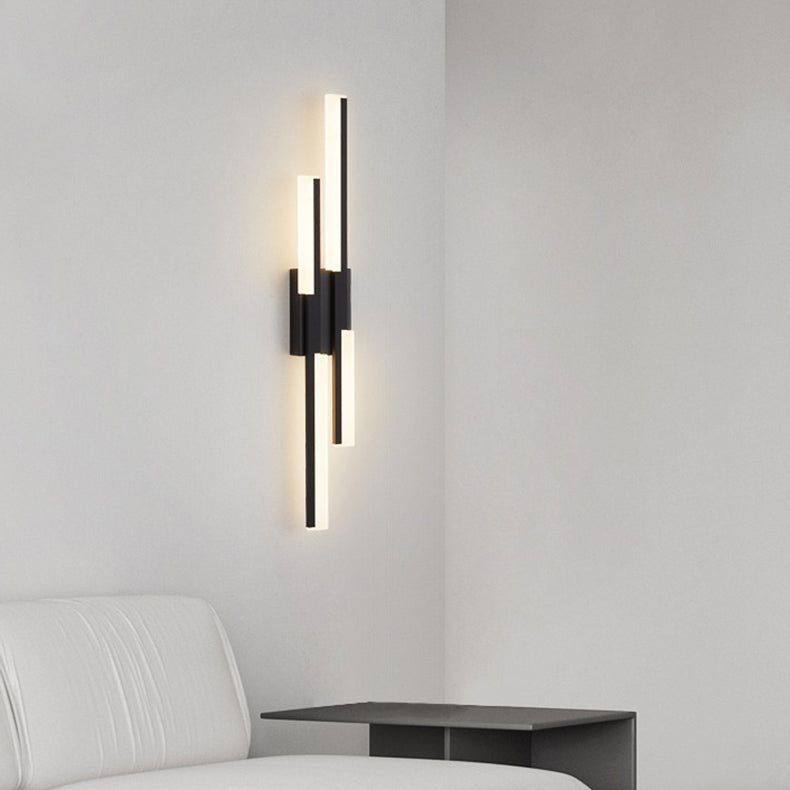 Modern Minimalist Vertical Bar Acrylic Iron LED Wall Sconce Lamp For Living Room