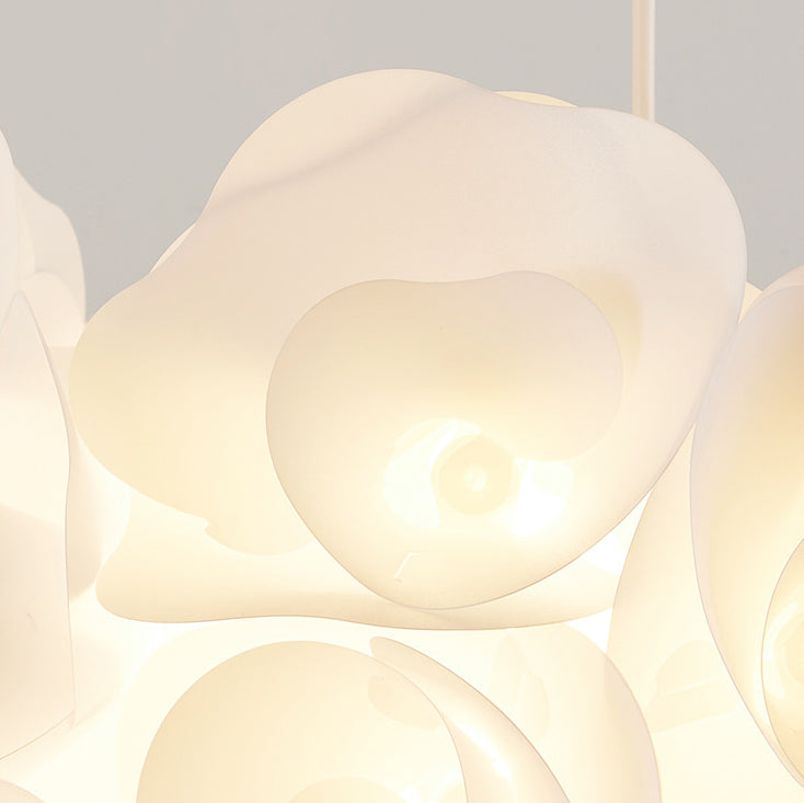 Modern Minimalist Cream Flower Bouquet Iron PVC 3-Light Pendant Light For Living Room