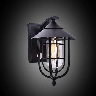 Contemporary Industrial Human Sensing Iron Glass 1-Light Outdoor Wall Sconce Lamp For Garden