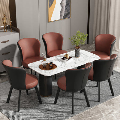 Contemporary Simplicity Round Fabric Upholstered Carbon Steel Dining Chair Backrest For Dining Room