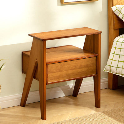 Contemporary Simplicity Rectangular Wood End Table 1-Drawer For Living Room