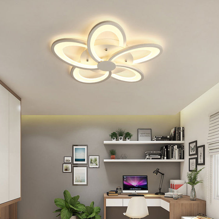 Contemporary Creative Petal Hardware Acrylic LED Semi-Flush Mount Ceiling Light For Living Room