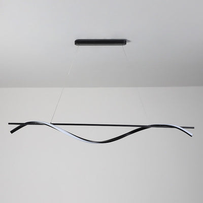 Modern Minimalist Wave Silicone Strip Iron LED Island Light Pendant Light For Living Room