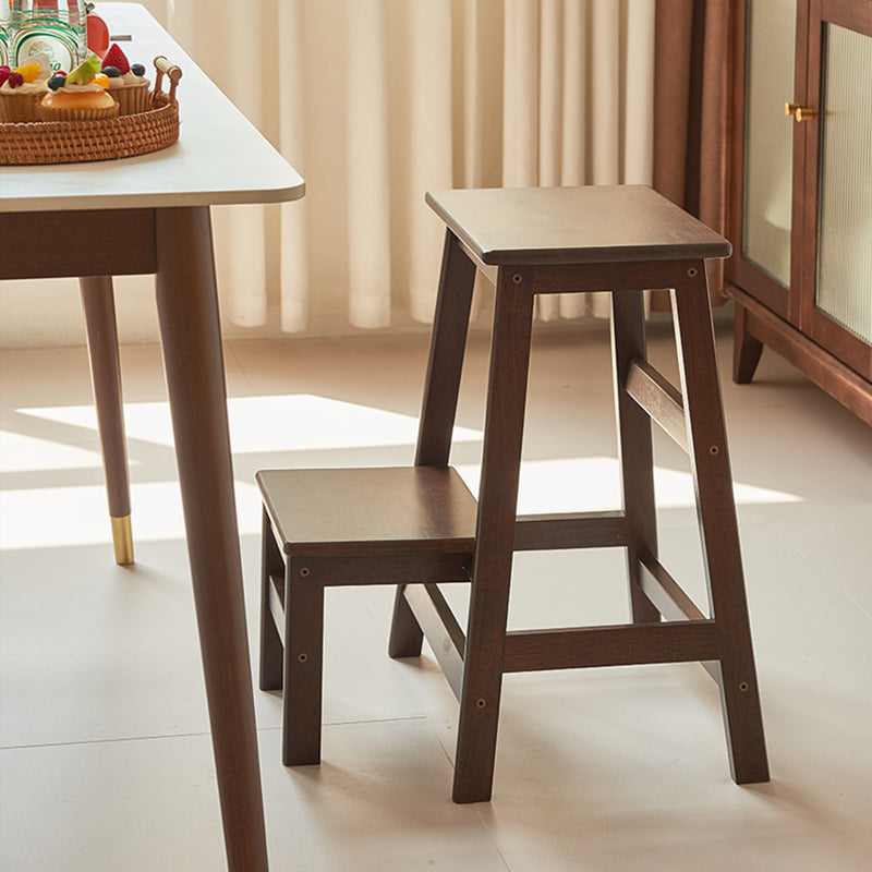 Modern Minimalist Rectangular Wooden Footrest Bar Stool Backless Armless For Dining Room