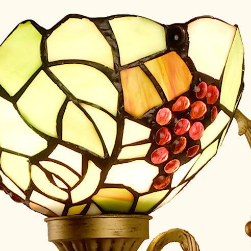 Traditional Tiffany Grape Stained Glass 1-Light Wall Sconce Lamp For Bedroom