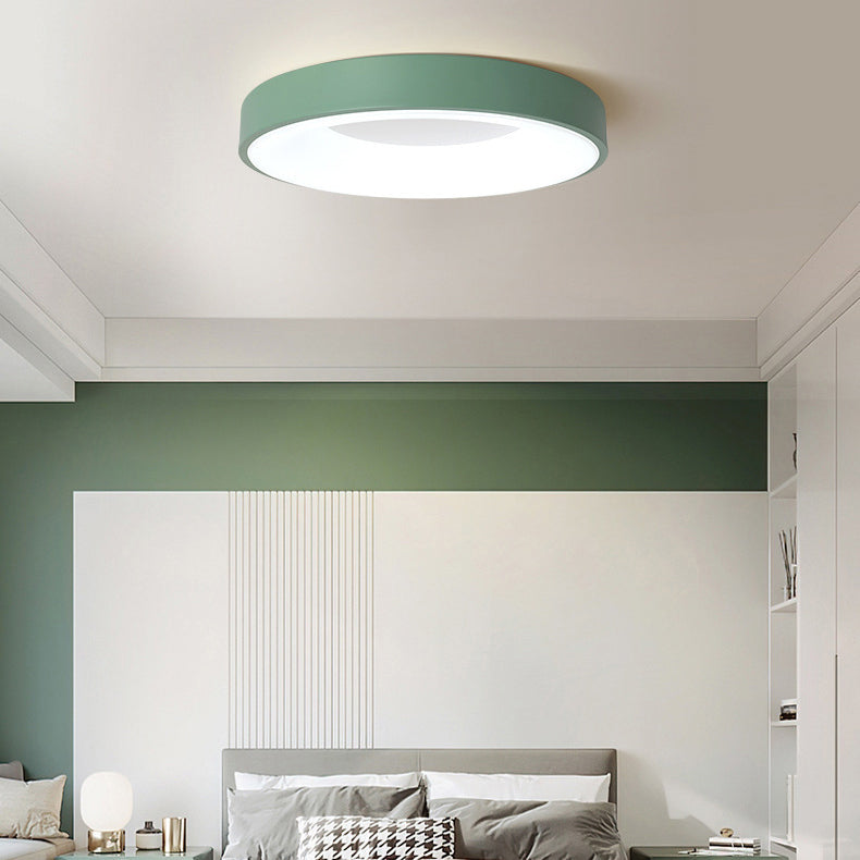 Modern Minimalist Round Circle Iron Acrylic LED Flush Mount Ceiling Light For Bedroom