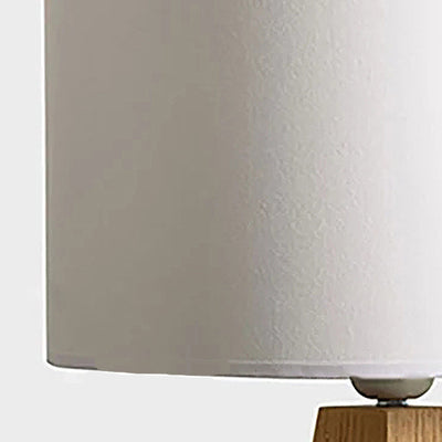 Contemporary Creative Cylindrical Prismatic Table Solid Wood Fabric 1-Light Table Lamp For Bedroom