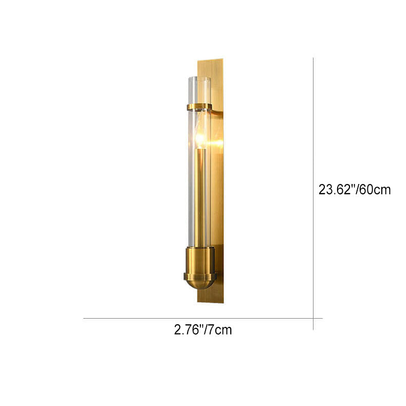 Modern Luxury Golden Finish Frame Glass Cylinder LED Wall Sconce Lamp For Living Room