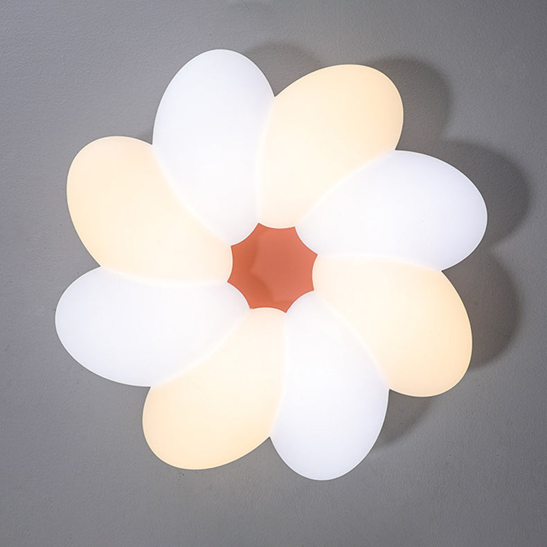 Contemporary Creative Cream Acrylic Petal Shape LED Flush Mount Ceiling Light For Bedroom