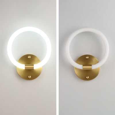 Contemporary Creative Brass Acrylic Round Oval Figure Six Eight Letter LED Wall Sconce Lamp For Hallway